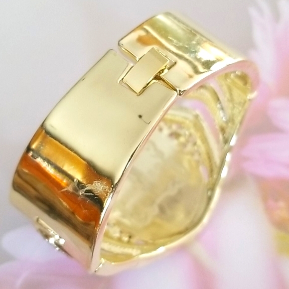 Amedeo NYC Cameo Rhinestone Gold Tone Cuff Bracelet - Picture 8 of 16